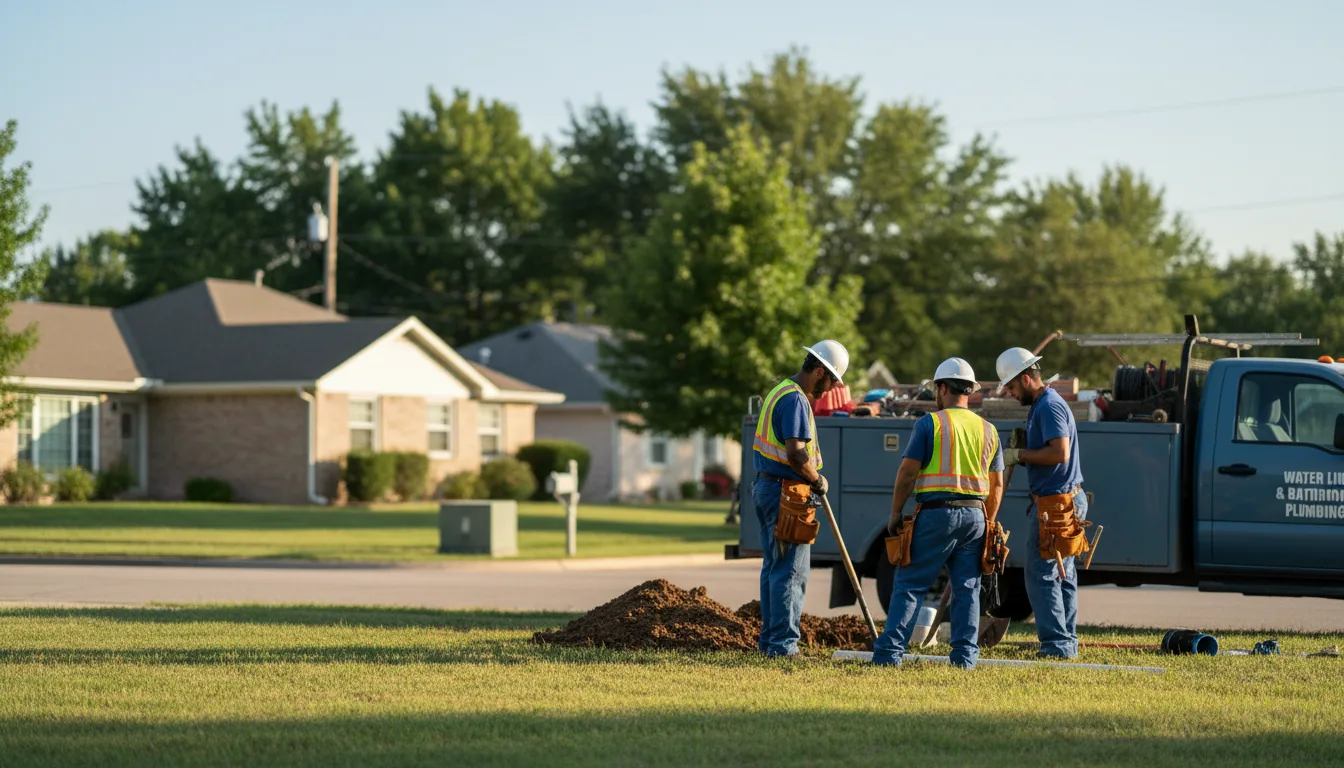 Residential water line and bathroom plumbing service in El Paso, AR